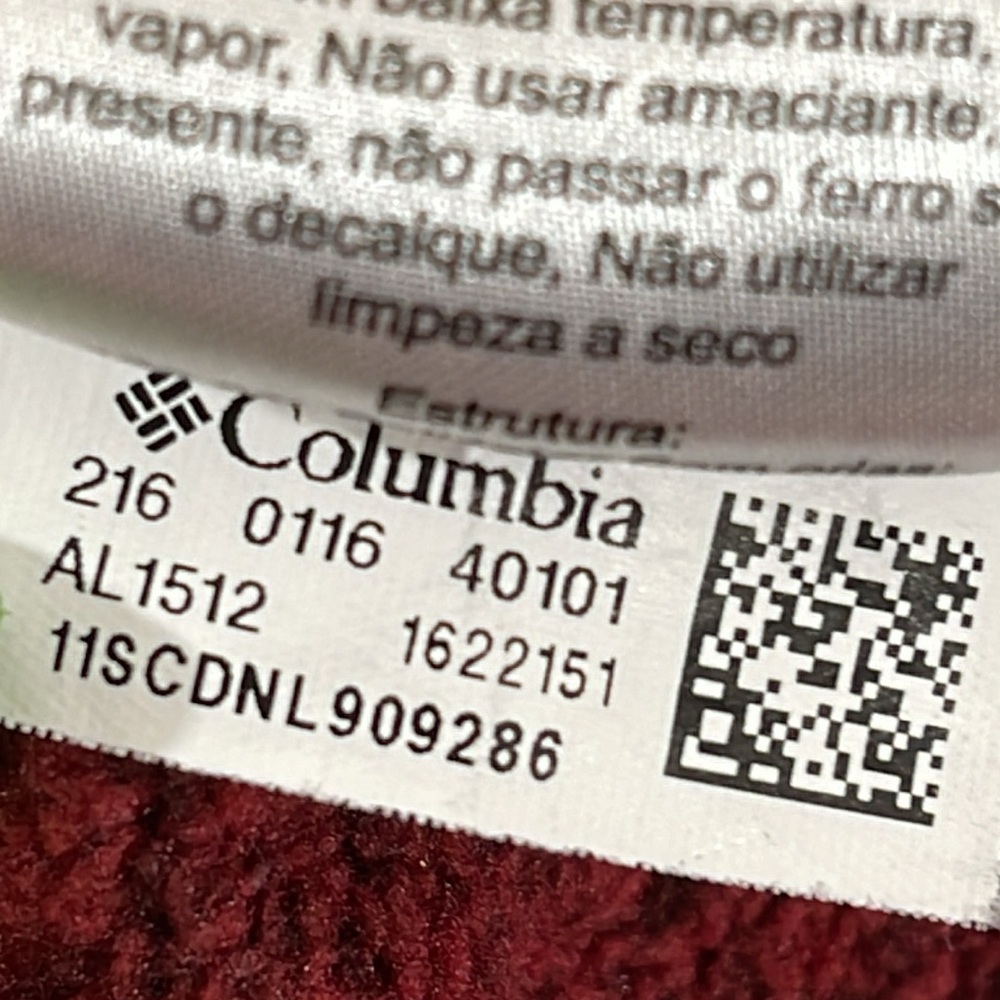 COLUMBIA Sweater Women Large Red Marled Fleece Lined Loop Button Hooded Outdoor - Picture 10 of 10